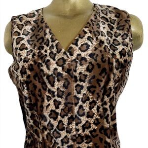 EPIX Vintage 90s Faux LEOPARD Fur VEST Size Large